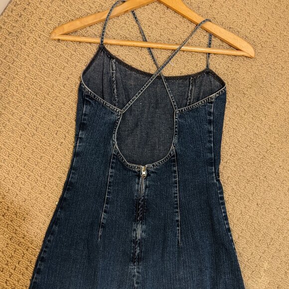 Vintage Sisley Denim Mini open back boyish sexy Dress – Made in Italy – XS - Picture 9 of 14